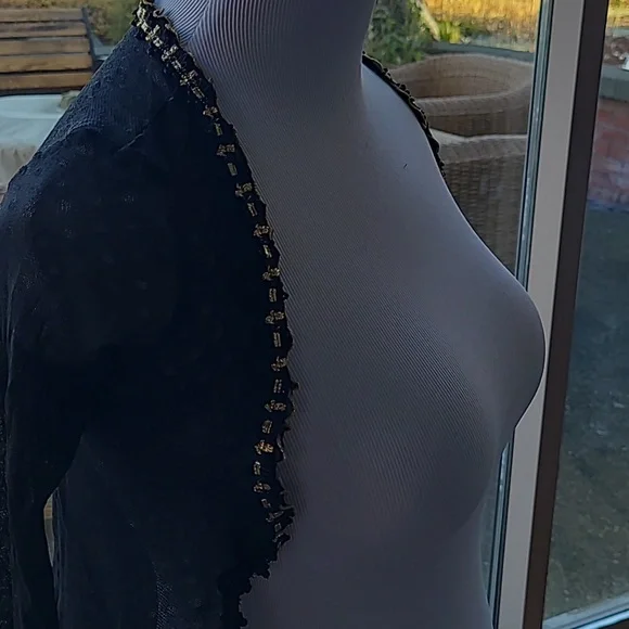 Betsey Johnson New York Black Gold Sheer Cardigan - Picture 4 of 9